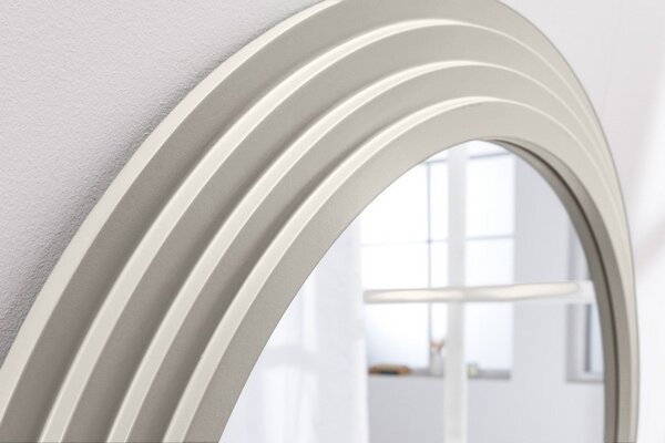 Estila Moderné art deco závesné zrkadlo Swan s klenutým rámom so štvorvrstvovým dizajnom v bielej farbe 160 cm