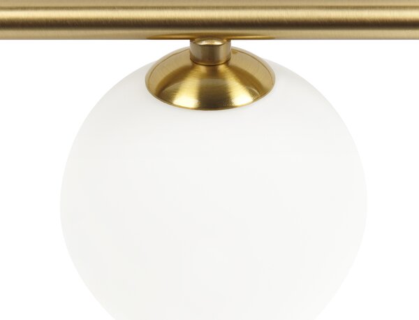 Nástenná lampa zlatá kov železo 70 cm so 4 sklenenými svietidlami moderný dizajn guľaté tienidlá moderné osvetlenie