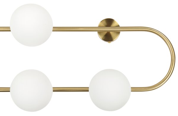 Nástenná lampa zlatá kov železo 70 cm so 4 sklenenými svietidlami moderný dizajn guľaté tienidlá moderné osvetlenie