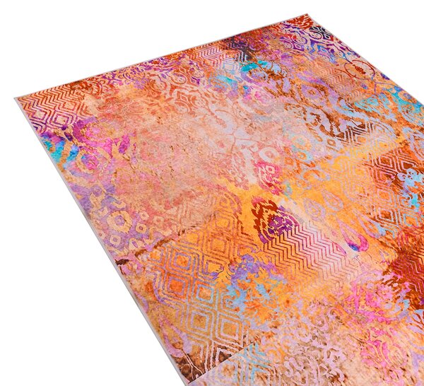 Koberec viacfarebný polyesterový 200 x 300 cm farebný abstraktný vzor pogumovaná spodná strana