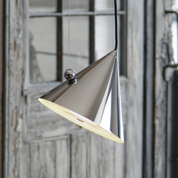 Tom Dixon LED závesné svietidlo Pose, strieborná, Ø 25 cm, oceľ, stmievateľné, Chrómová / strieborná, Obývacia izba / jedáleň, kov, Dizajn, Závesné svietidlo