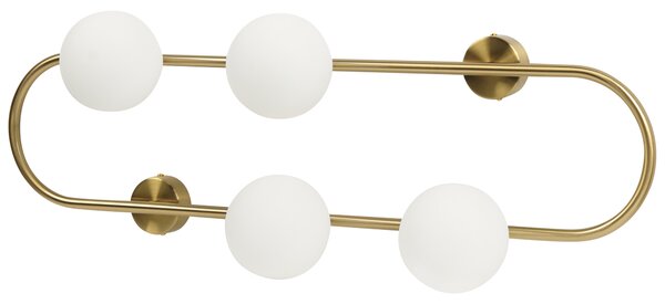 Nástenná lampa zlatá kov železo 70 cm so 4 sklenenými svietidlami moderný dizajn guľaté tienidlá moderné osvetlenie