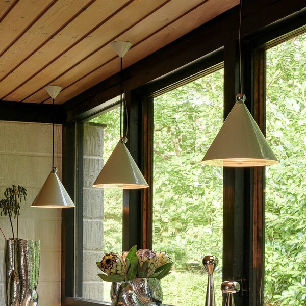Tom Dixon LED závesné svietidlo Pose, šedo-béžová, Ø 25 cm oceľ stmievateľné, Hliník / sivá / zinok, Obývacia izba / jedáleň, kov, Dizajn, Závesné svietidlo