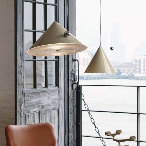 Tom Dixon LED závesné svietidlo Pose, šedo-béžová, Ø 43 cm oceľ stmievateľné, Hliník / sivá / zinok, Obývacia izba / jedáleň, kov, Dizajn, Závesné svietidlo