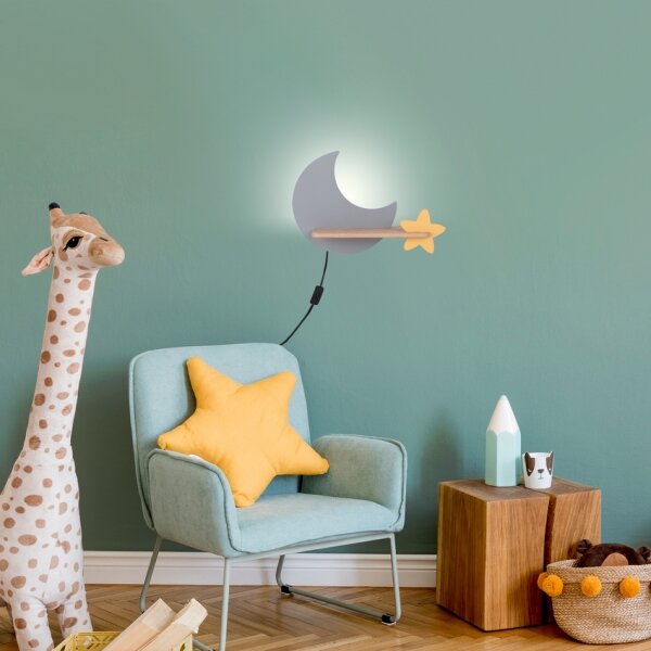 LED Detské nástenné svietidlo s poličkou MOON LED/5W/230V