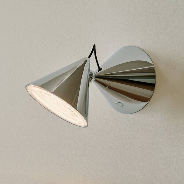 Tom Dixon LED nástenné svetlo Pose, strieborné, 21 cm, plast, Chrómová / strieborná, Obývacia izba / jedáleň, kov, Dizajn, Nástenné svietidlo