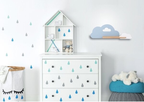 LED Detské nástenné svietidlo s poličkou CLOUD LED/5W/230V modrá/biela