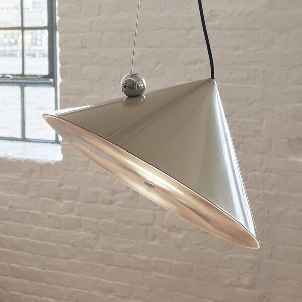 Tom Dixon LED závesné svietidlo Pose, šedo-béžová, Ø 43 cm oceľ stmievateľné, Hliník / sivá / zinok, Obývacia izba / jedáleň, kov, Dizajn, Závesné svietidlo