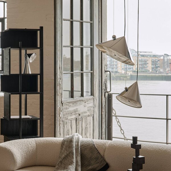 Tom Dixon LED závesné svietidlo Pose, strieborná, Ø 43 cm, oceľ, stmievateľné, Chrómová / strieborná, Obývacia izba / jedáleň, kov, Dizajn, Závesné svietidlo