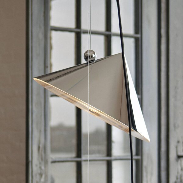 Tom Dixon LED závesné svietidlo Pose, strieborná, Ø 43 cm, oceľ, stmievateľné, Chrómová / strieborná, Obývacia izba / jedáleň, kov, Dizajn, Závesné svietidlo