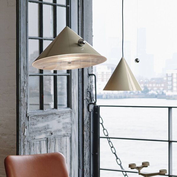 Tom Dixon LED závesné svietidlo Pose, šedo-béžová, Ø 25 cm oceľ stmievateľné, Hliník / sivá / zinok, Obývacia izba / jedáleň, kov, Dizajn, Závesné svietidlo