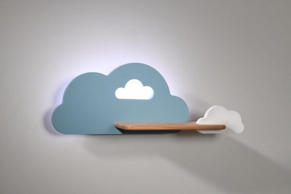 LED Detské nástenné svietidlo s poličkou CLOUD LED/5W/230V modrá/biela