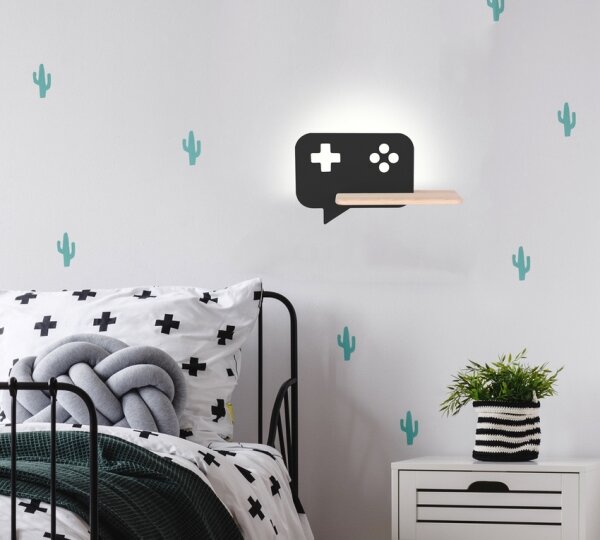 LED Detské nástenné svietidlo s poličkou CONSOLE LED/5W/230V čierna