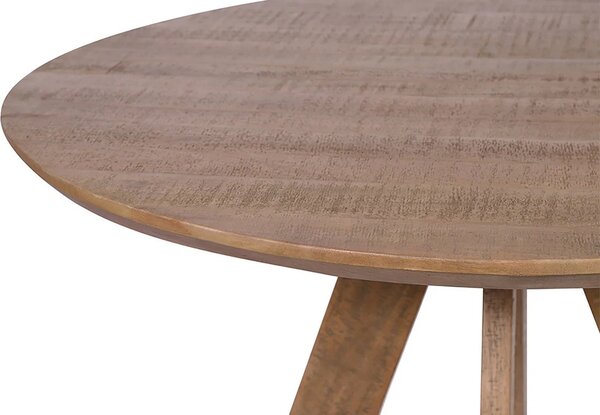 Estila Masívny okrúhly jedálenský stôl Arlo z mangového dreva v hnedej farbe s plochými vyosenými nožičkami 120 cm