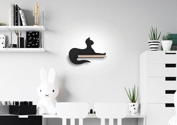 LED Detské nástenné svietidlo s poličkou BLACK CAT LED/5W/230V