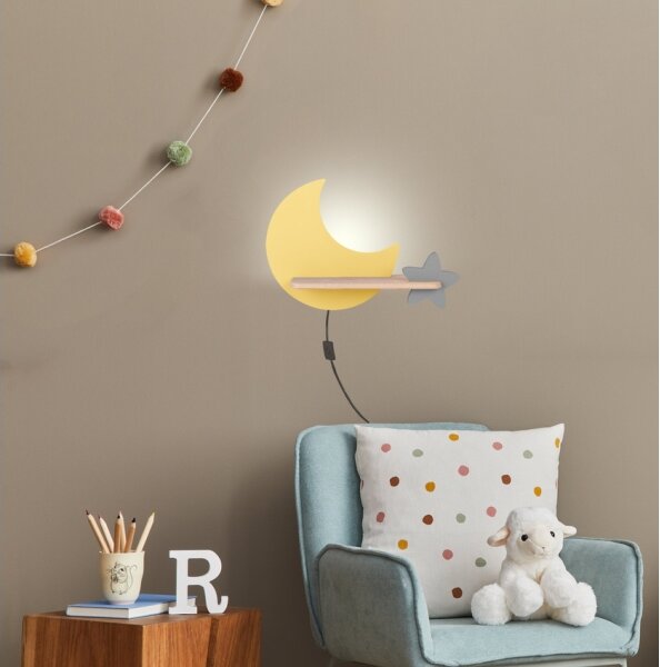 LED Detské nástenné svietidlo s poličkou MOON LED/5W/230V