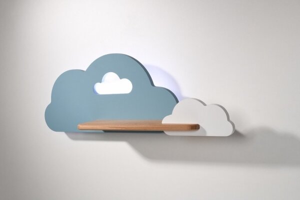 LED Detské nástenné svietidlo s poličkou CLOUD LED/5W/230V modrá/biela