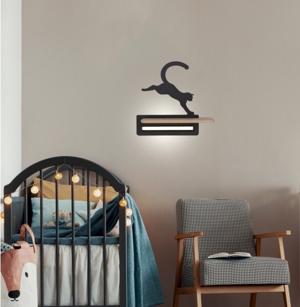 LED Detské nástenné svietidlo s poličkou JUMPING CAT LED/5W/230V