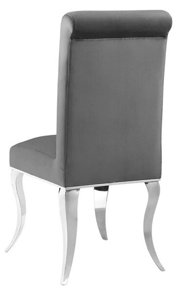 Estila Dizajnová moderná jedálenská stolička Modern Barock so striebornými kabriolovými nohami a sivým zamatovým poťahom 105 cm