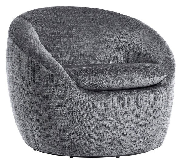 Estila Štýlové art deco okrúhle otočné kreslo Elian so sivým štruktúrovaným poťahom 76 cm