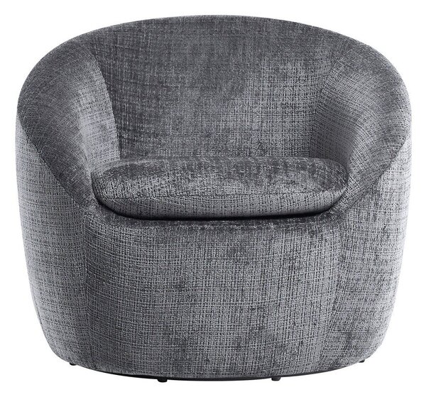 Estila Štýlové art deco okrúhle otočné kreslo Elian so sivým štruktúrovaným poťahom 76 cm