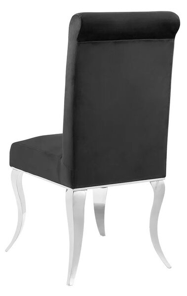 Estila Dizajnová moderná jedálenská stolička Modern Barock s kabriolovými nohami v striebornej farbe s čiernym zamatovým poťahom 105 cm