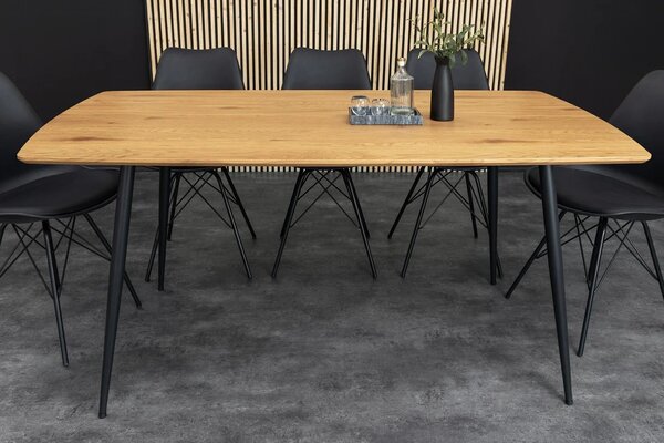 Estila Moderný obdĺžnikový jedálenský stôl Maison v hnedej farbe s dubovým vzhľadom s čiernymi nožičkami 120 cm