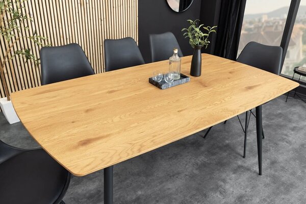 Estila Moderný obdĺžnikový jedálenský stôl Maison v hnedej farbe s dubovým vzhľadom s čiernymi nožičkami 120 cm