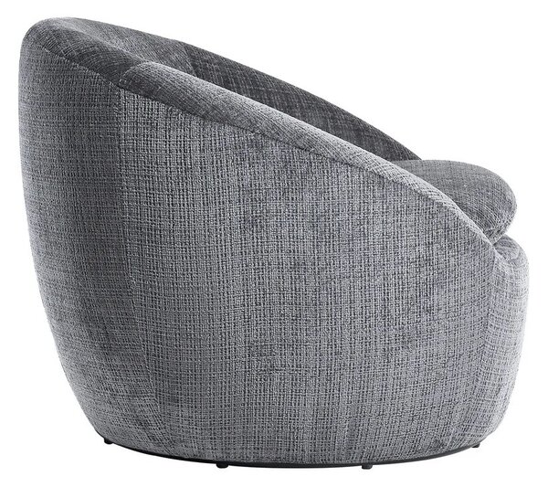 Estila Štýlové art deco okrúhle otočné kreslo Elian so sivým štruktúrovaným poťahom 76 cm