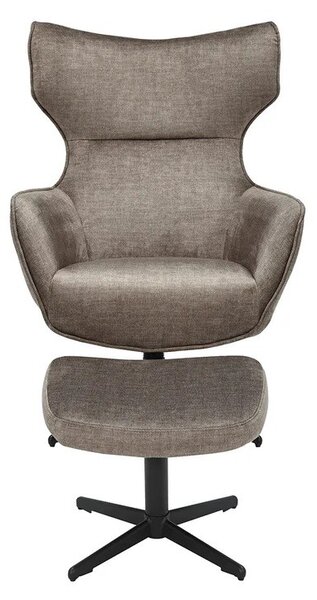 Estila Moderné čalúnené otočné kreslo Krespa so zamatovým poťahom v hnedosivom odtieni taupe so sedadlom s možnosťou zakláňania 73 cm