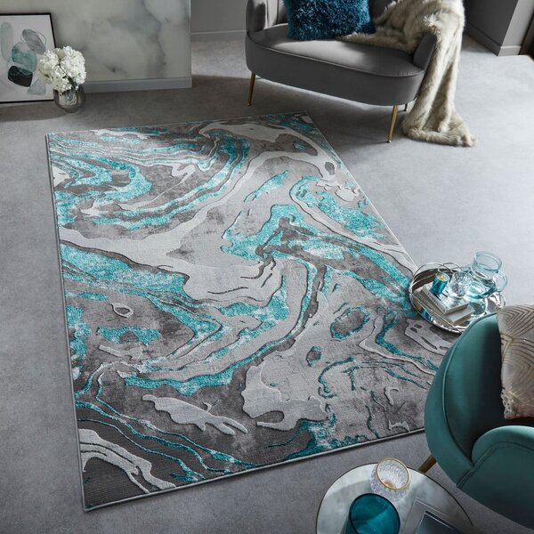 Sivo-tyrkysový koberec 80x150 cm Marbled – Flair Rugs