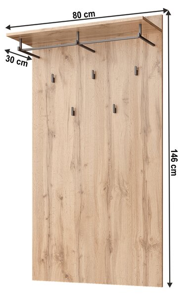 KONDELA Vešiakový panel 80, dub wotan, MORATIZ