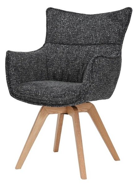 Estila Dizajnová moderná jedálenská stolička Krespa s otočným sedadlom s opierkami a poťahom v antracitovom sivom prevedení 58 cm