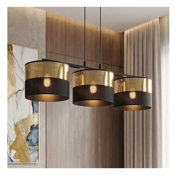 Luster na lanku LUX 3xE27/15W/230V čierna/zlatá