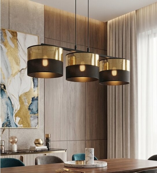 Luster na lanku LUX 3xE27/15W/230V čierna/zlatá