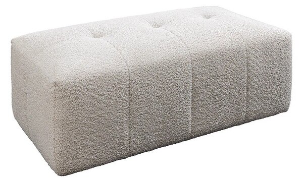 Estila Moderná bouclé dvojmiestna obdĺžniková taburetka Queen v šampanskej béžovej farbe s prešívaním 118 cm