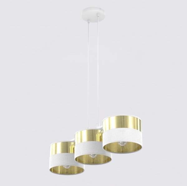 Luster na lanku LUX 3xE27/15W/230V biela/zlatá