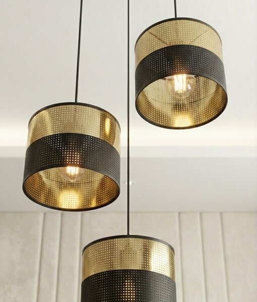 Luster na lanku LUX 3xE27/15W/230V čierna/zlatá