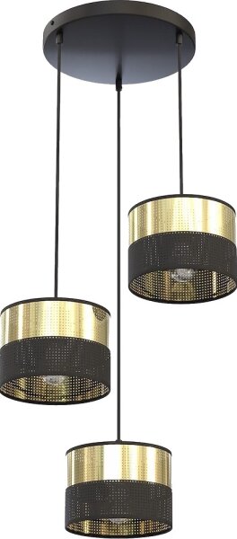 Luster na lanku LUX 3xE27/15W/230V čierna/zlatá