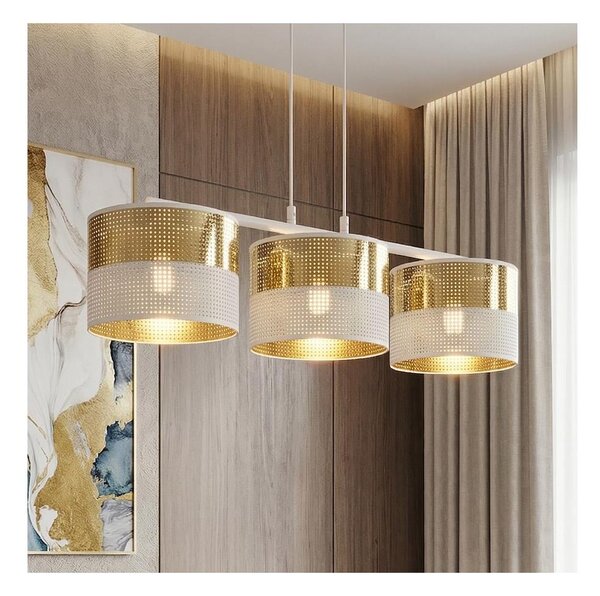 Luster na lanku LUX 3xE27/15W/230V biela/zlatá