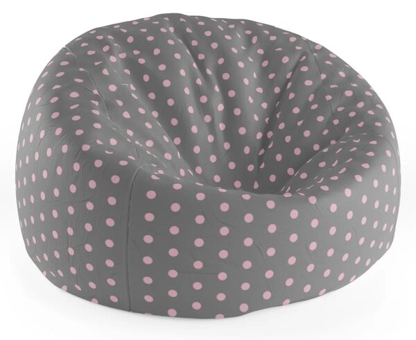 Sablio Sedací vak Cocoon Ružové bodky na šedej - 75 x 45 x 35 cm