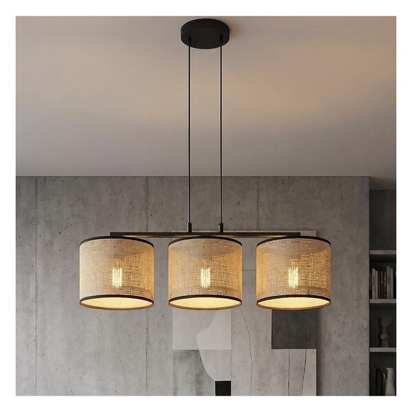 Závesný luster ECO na lanku 3xE27/15W/230V béžový/ratan