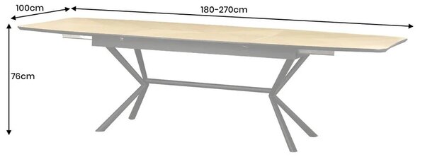 Estila Moderný rozkladací obdĺžnikový jedálenský stôl Arkline s dubovou hnedou doskou so šípkovým vzorom a čiernou podstavou 180-270 cm