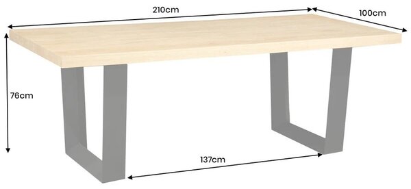 Estila Moderný jedálenský stôl Dias s obdĺžnikovou doskou v hnedom dubovom prevedení s dvomi čiernymi nohami v tvare U 210 cm