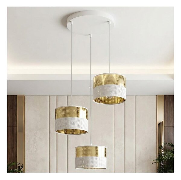 Závesné svietidlo LUX na lane 3xE27/15W/230V, biela/zlatá