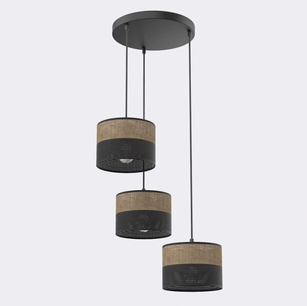 Luster na lanku KARBON 3xE27/15W/230V čierna/hnedá