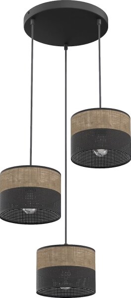 Luster na lanku KARBON 3xE27/15W/230V čierna/hnedá