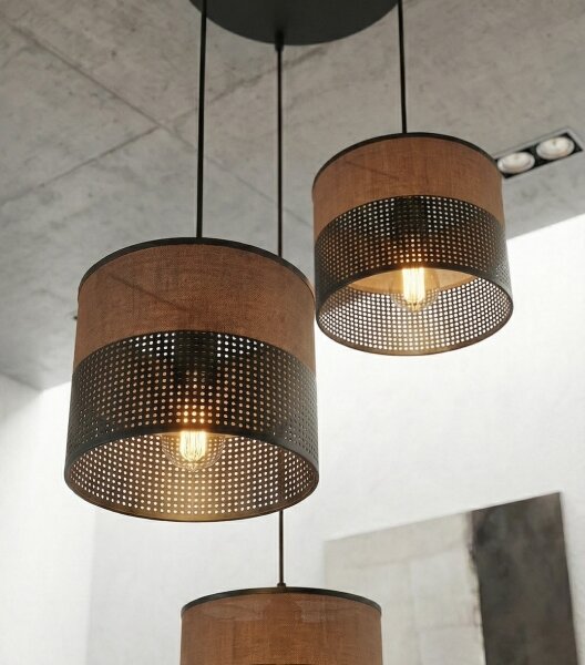 Luster na lanku KARBON 3xE27/15W/230V čierna/hnedá