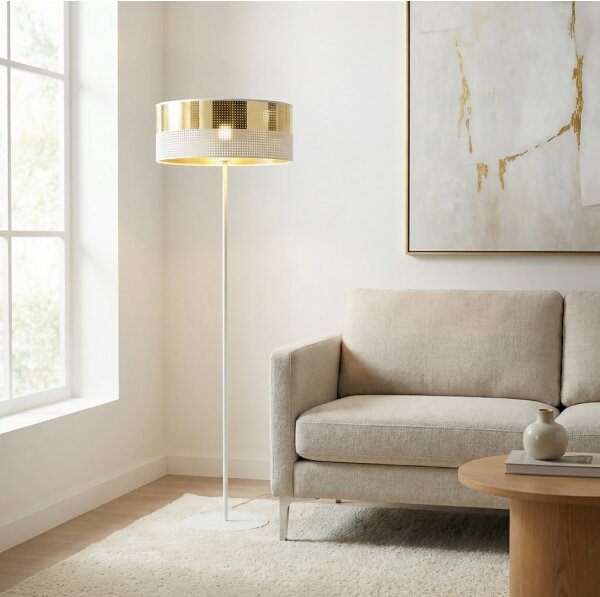 Stojacia lampa LUX 1xE27/15W/230V biela/zlatá