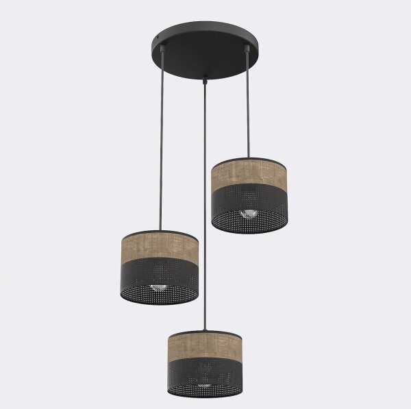 Luster na lanku KARBON 3xE27/15W/230V čierna/hnedá